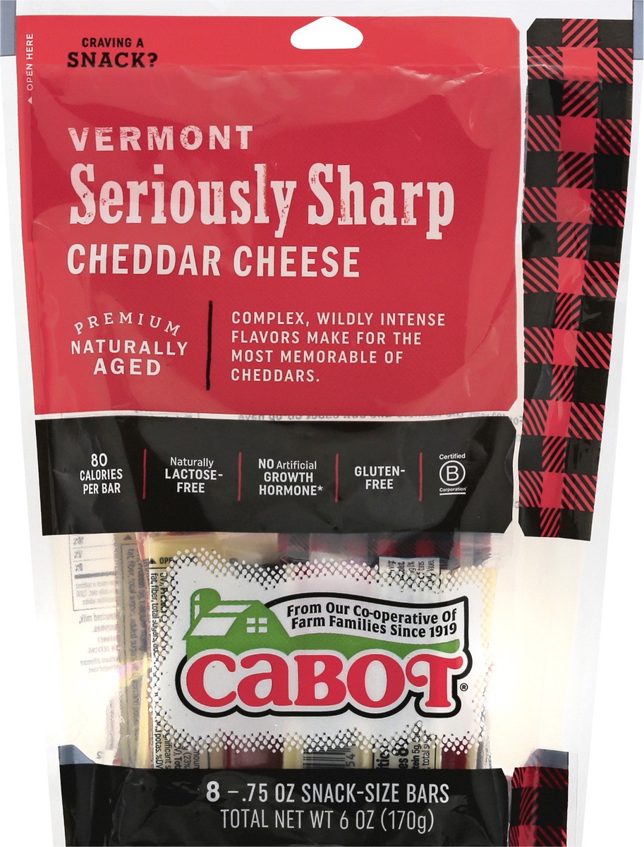 slide 2 of 10, Cabot Seriously Sharp Cheddar Cheese Snacks, 8 ct, 6 oz