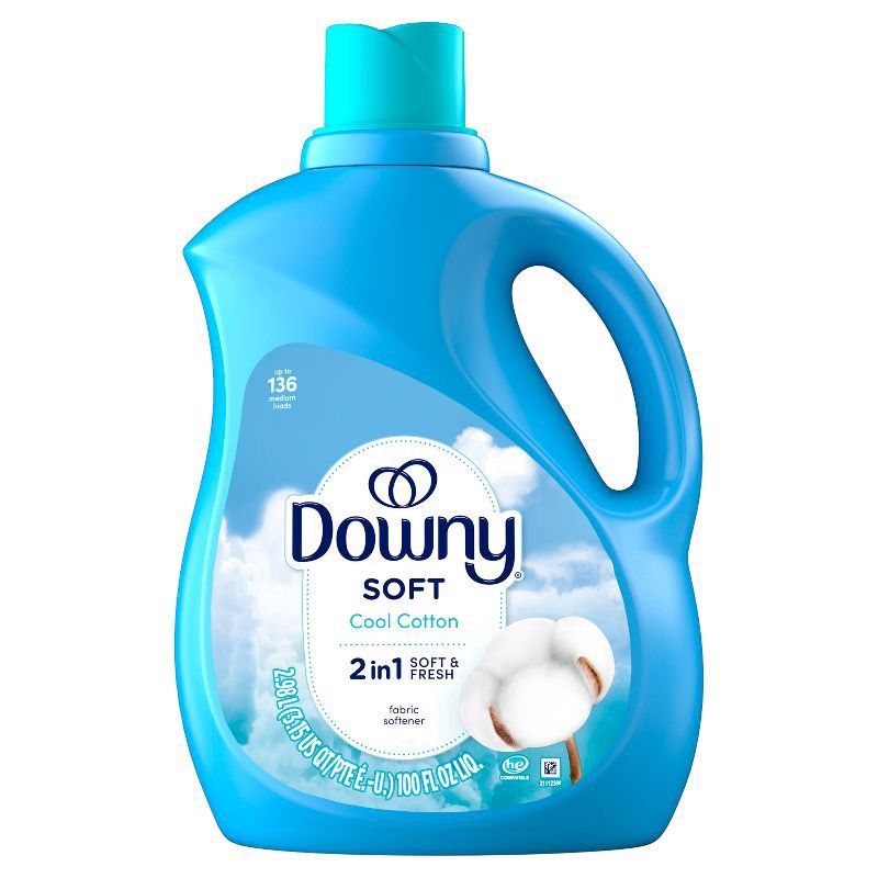 slide 1 of 12, Downy Soft Cool Cotton Liquid Fabric Softener - 100 fl oz, 100 fl oz
