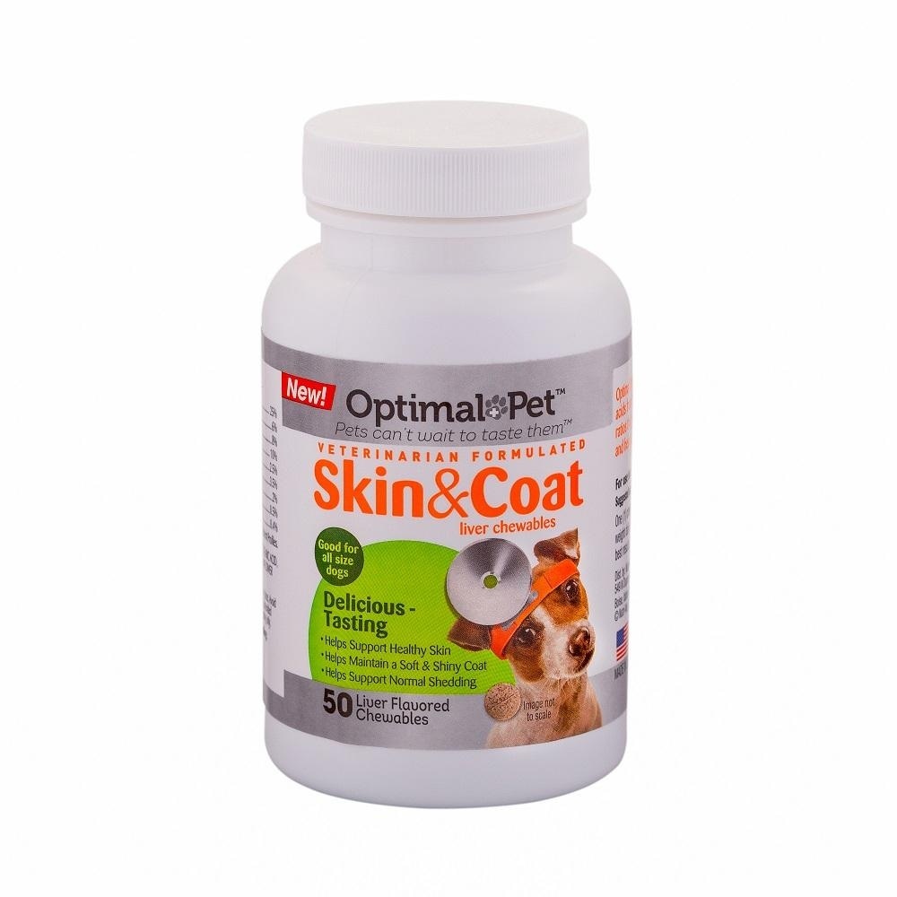 slide 1 of 1, Optimal Pet Skin Coat Liver Flavored Nutritional Chewable Tablets, 50 ct