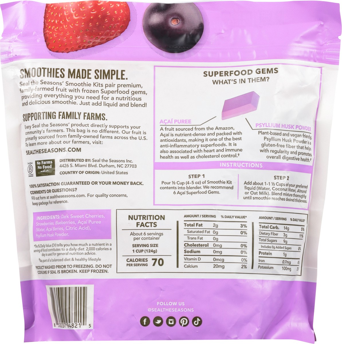 slide 2 of 9, Seal the Seasons Acai Antioxidant Smoothie Kit 24 oz, 24 oz