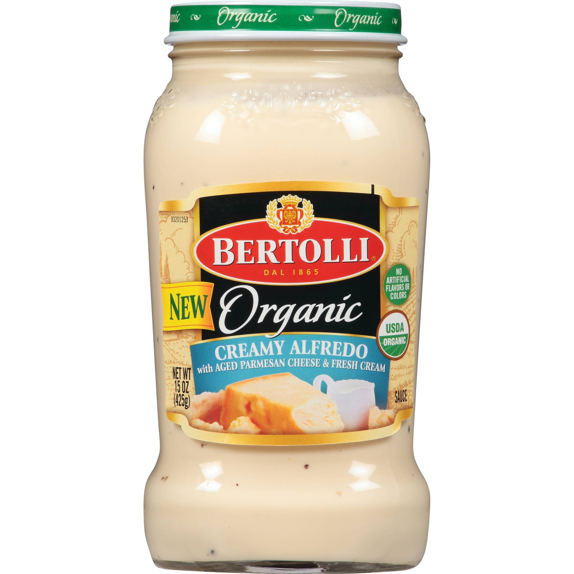 slide 1 of 8, Bertolli Organic Creamy Alfredo Sauce with Aged Parmesan Cheese, 15 oz