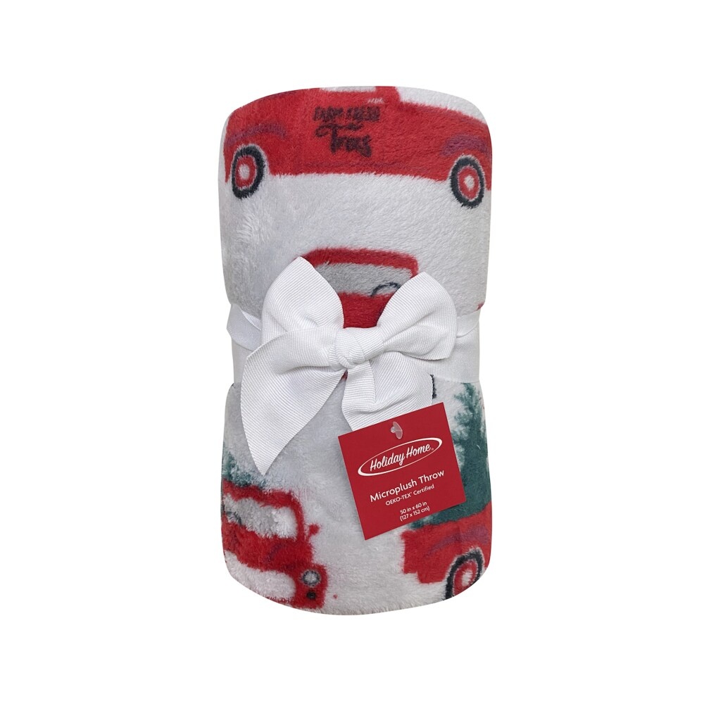 slide 1 of 1, Holiday Home Christmas Microplush Throw, 1 ct