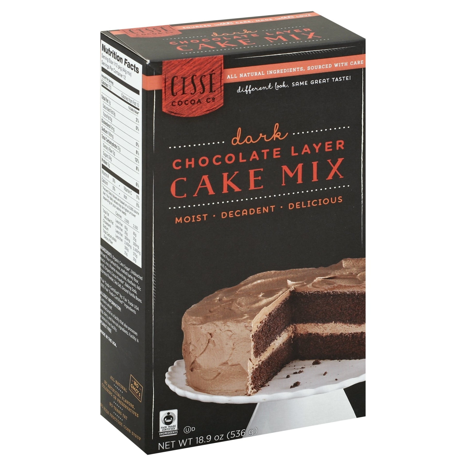 slide 1 of 4, Cisse Cocoa Co. Dark Chocolate Layer Cake Mix, 18.9 oz