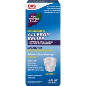 slide 1 of 1, CVS Health Children's Allergy Relief Sugar Free Grape Syrup, 8 fl oz