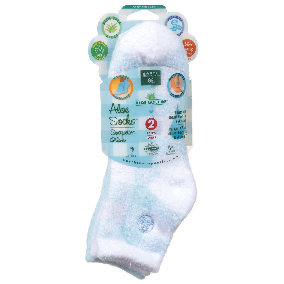 slide 3 of 11, Earth Therapeutics Aloe Moisture Aloe Socks 2 ea, 2 ct