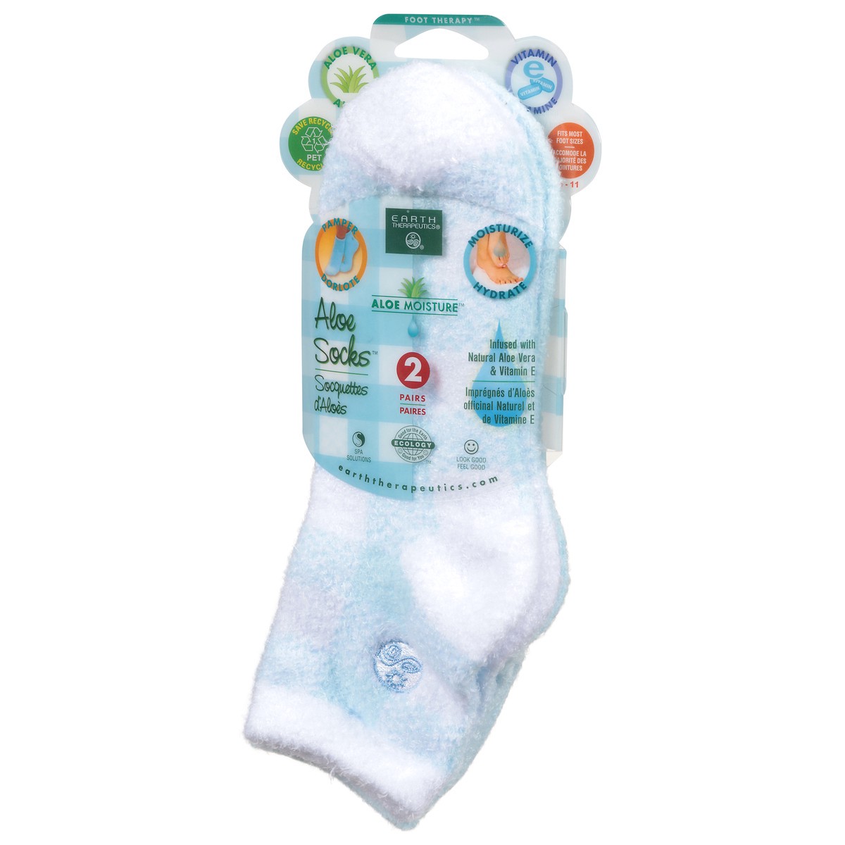 slide 8 of 11, Earth Therapeutics Aloe Moisture Aloe Socks 2 ea, 2 ct