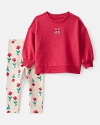 Carter's Baby Girl Floral Windmill French Terry Sweatshirt & Pant Set - Red Multi 24M