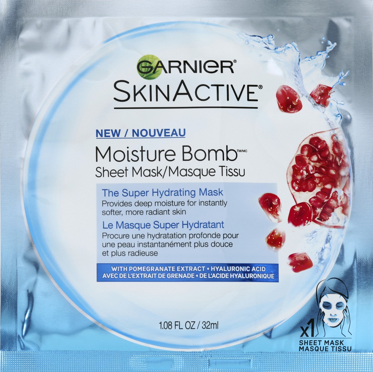 slide 2 of 2, Garnier SkinActive Moisture Bomb Hydrating Face Sheet Mask, 1.08 fl oz