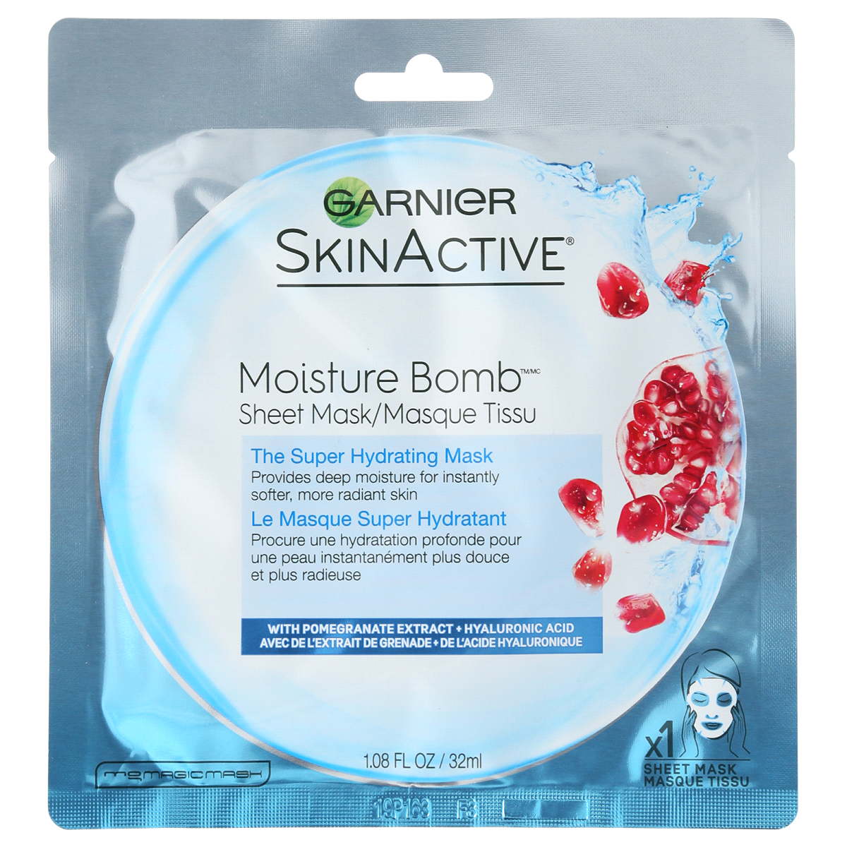 slide 1 of 2, Garnier SkinActive Moisture Bomb Hydrating Face Sheet Mask, 1.08 fl oz