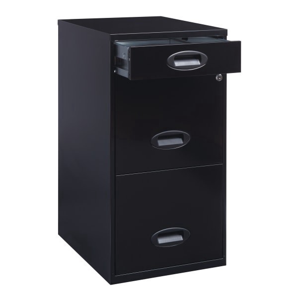 slide 2 of 8, Realspace Soho 18 in 3-Drawer Metal Vertical File Cabinet - Black, 18 in