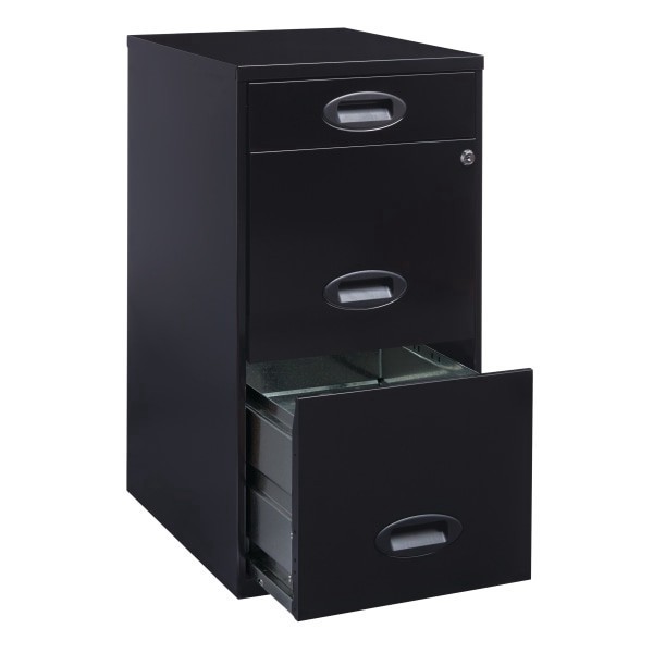 slide 6 of 8, Realspace Soho 18 in 3-Drawer Metal Vertical File Cabinet - Black, 18 in