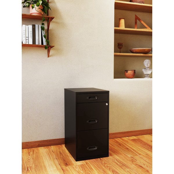 slide 7 of 8, Realspace Soho 18 in 3-Drawer Metal Vertical File Cabinet - Black, 18 in