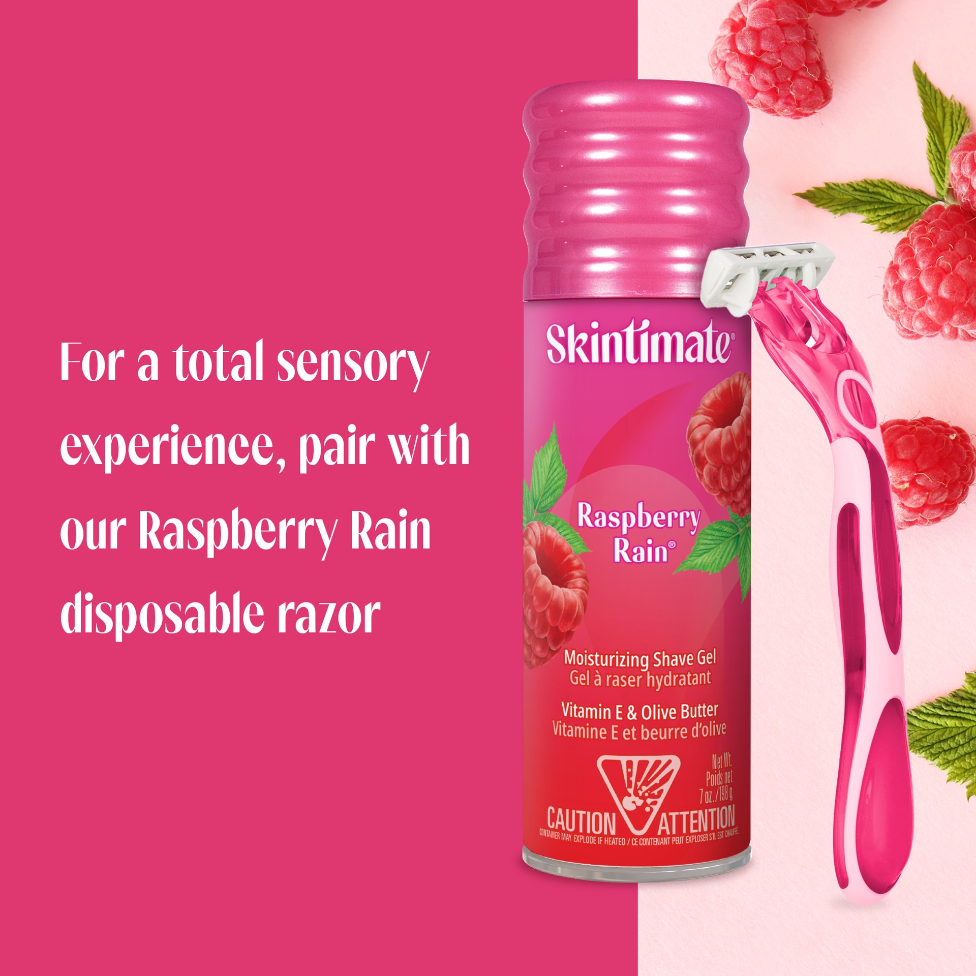 slide 2 of 7, Skintimate Signature Scents Raspberry Rain Moisturizing Women's Shave Gel With Vitamin E And Olive Butter, 7 oz