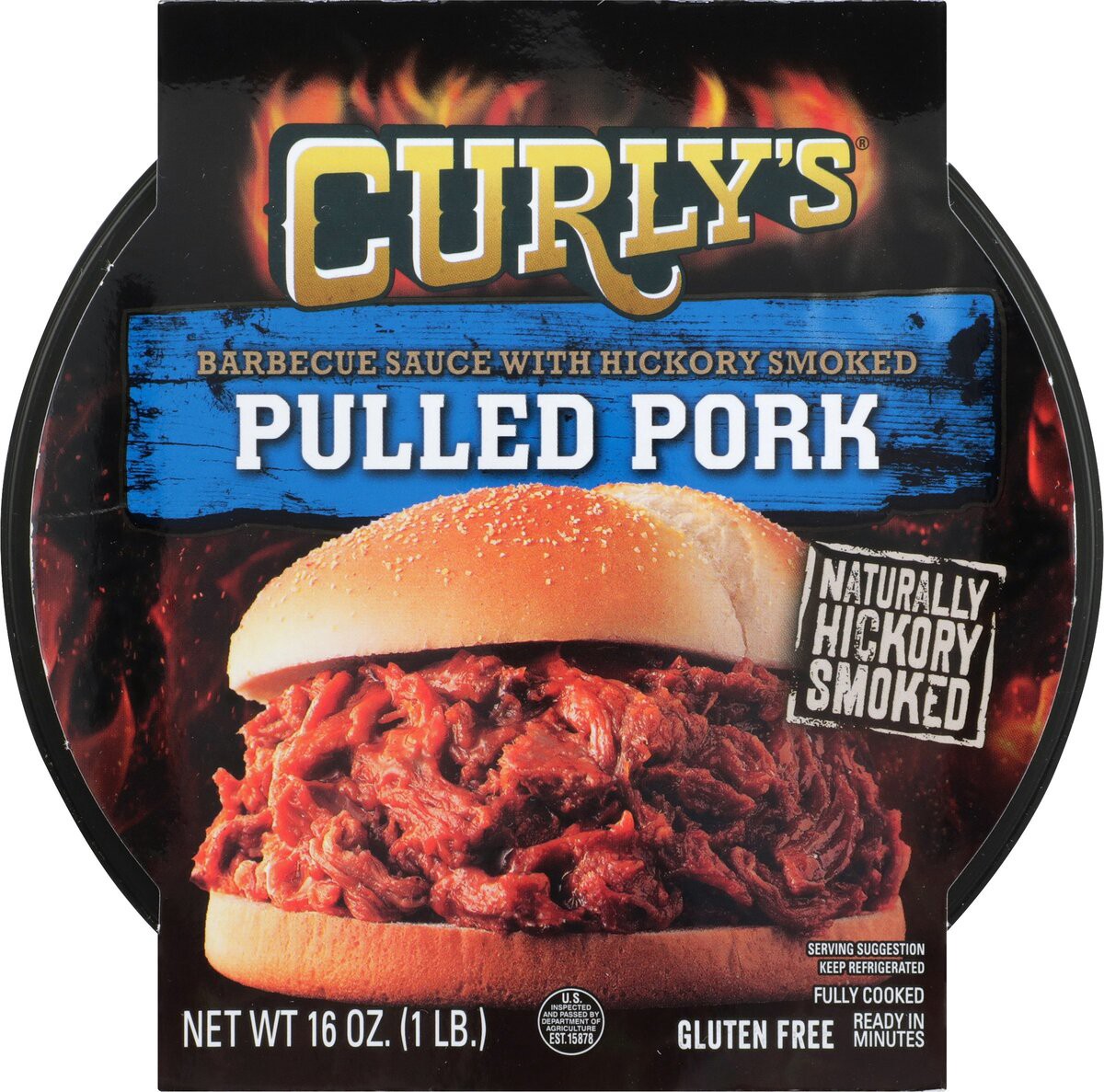 slide 5 of 8, Curly's Pulled Pork with BBQ, 16 oz, 16 oz