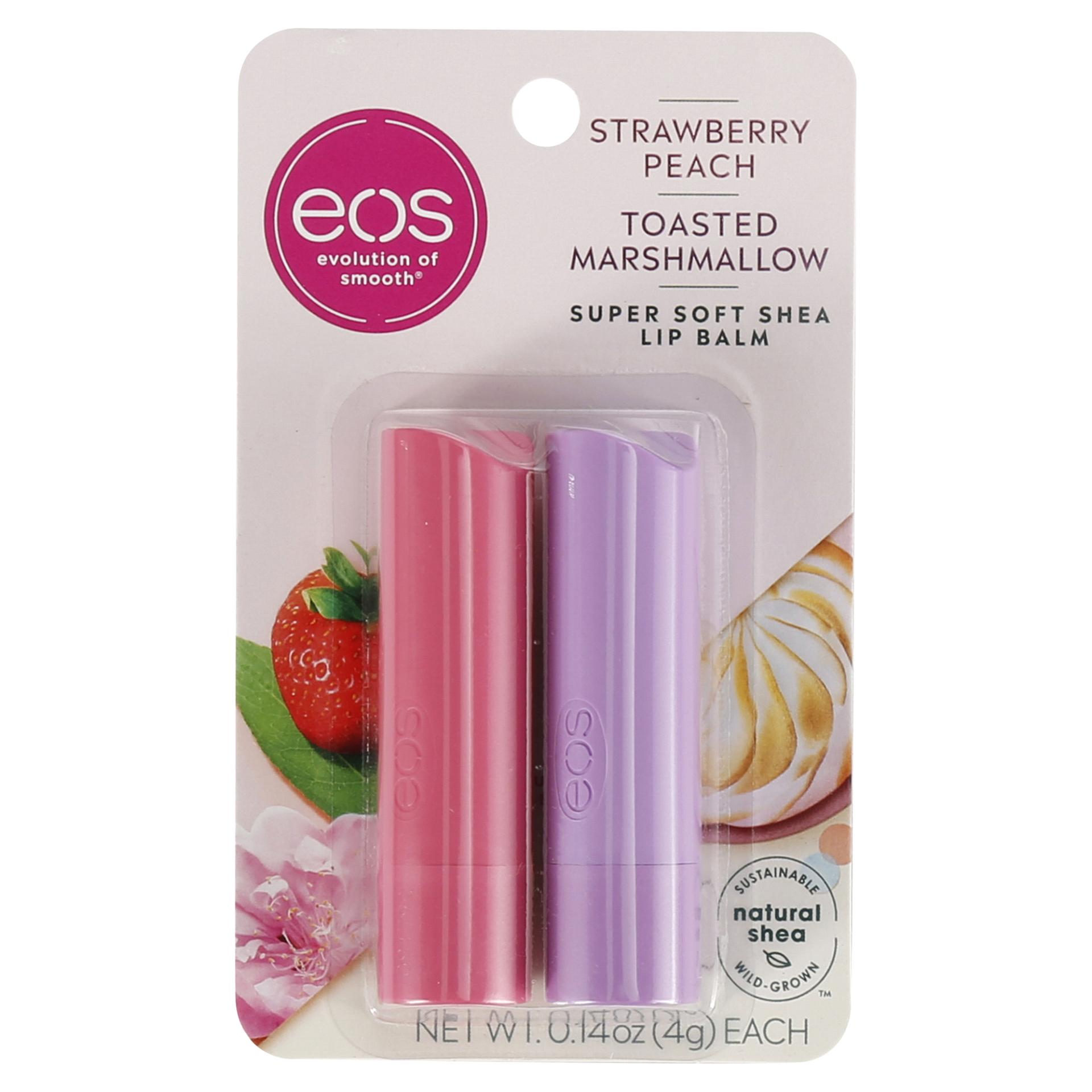 slide 1 of 5, eos Lip Straw Peach & Marshmallow, 2 ct