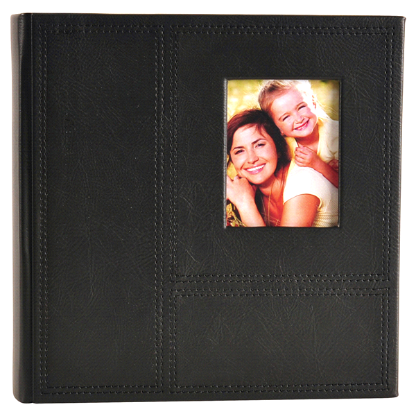 slide 1 of 1, Pinnacle 2 Up Stitched Faux Leather Photo Album, 1 ct