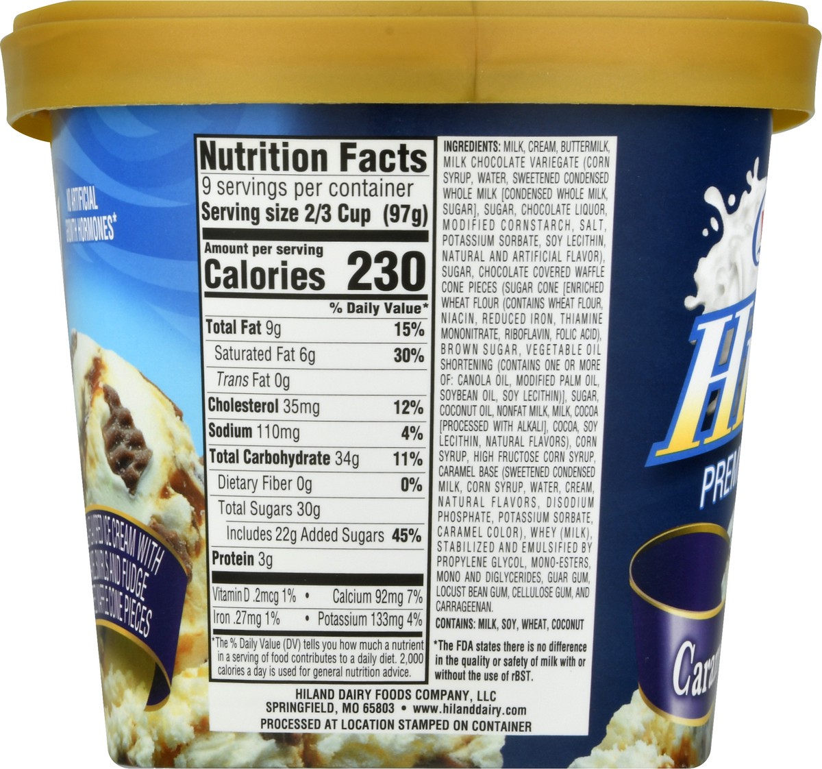 slide 7 of 13, Hiland Dairy Premium Caramel Waffle Cone Ice Cream 1.5 qt, 1.5 qt