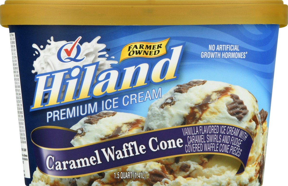 slide 8 of 13, Hiland Dairy Premium Caramel Waffle Cone Ice Cream 1.5 qt, 1.5 qt