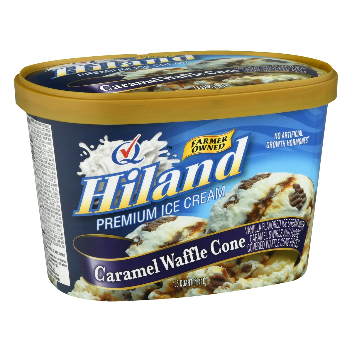 slide 9 of 13, Hiland Dairy Premium Caramel Waffle Cone Ice Cream 1.5 qt, 1.5 qt