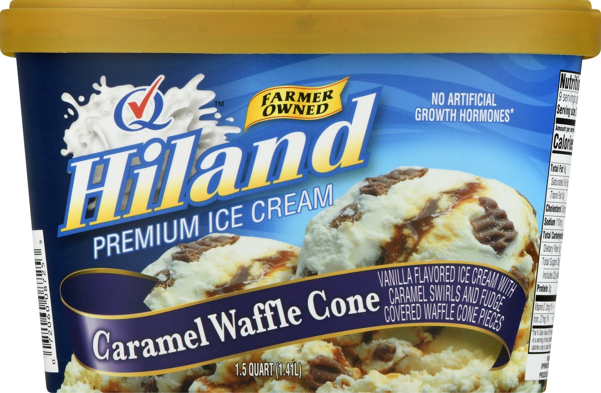 slide 11 of 13, Hiland Dairy Premium Caramel Waffle Cone Ice Cream 1.5 qt, 1.5 qt