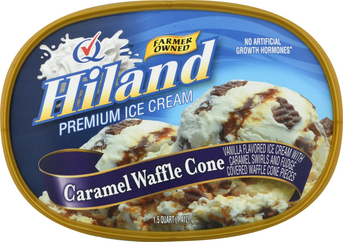 slide 6 of 13, Hiland Dairy Premium Caramel Waffle Cone Ice Cream 1.5 qt, 1.5 qt