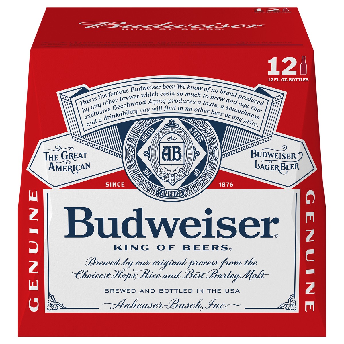 slide 1 of 10, Budweiser Beer, 12 Pack Beer, 12 FL OZ Bottles, 5% ABV, 12 ct; 12 fl oz