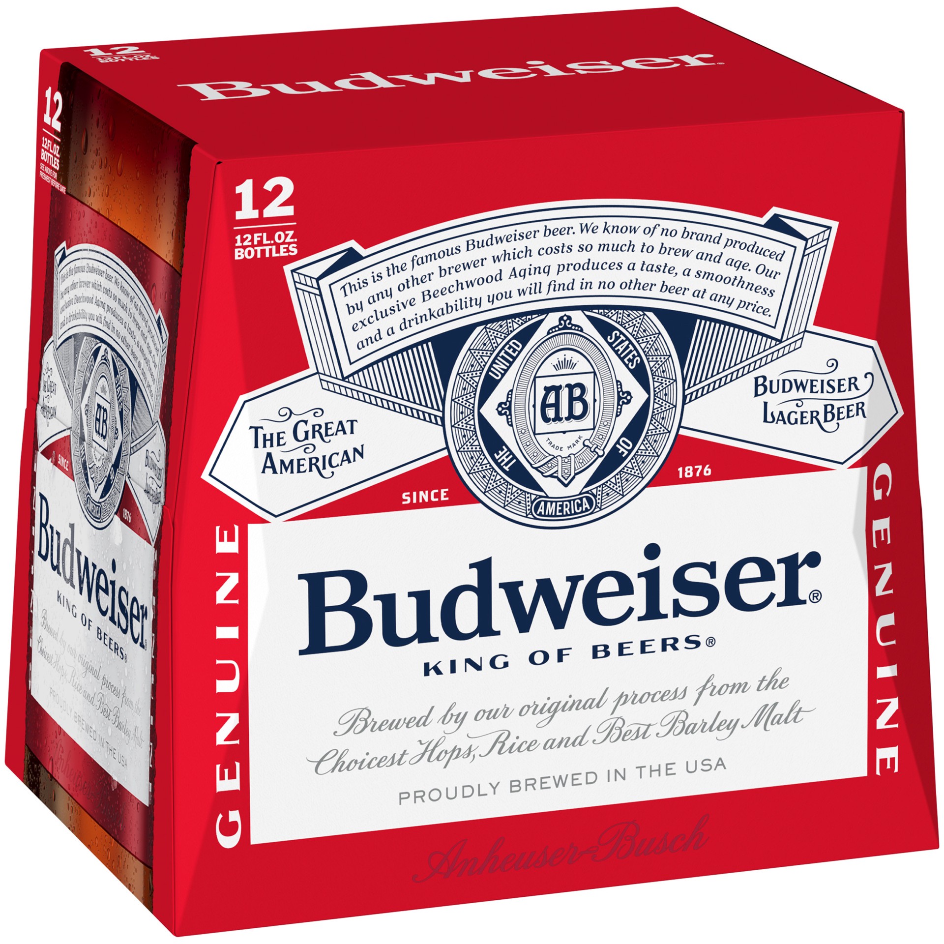 slide 1 of 10, Budweiser Beer, 12 Pack Beer, 12 FL OZ Bottles, 144 fl oz