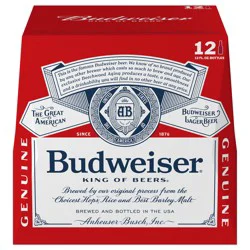 Budweiser Beer, 12 Pack Beer, 12 FL OZ Bottles, 5% ABV