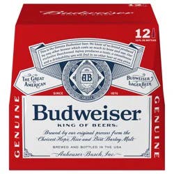 Budweiser Beer, 12 Pack Beer, 12 FL OZ Bottles, 5% ABV