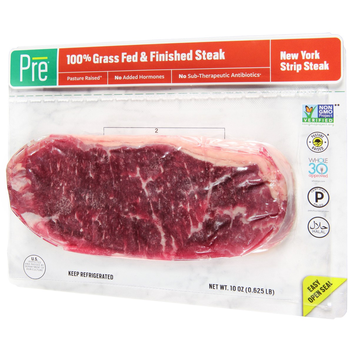 slide 12 of 14, Pre 100% Grass-Fed & Finished Beef New York Strip Steak 10 oz, 10 oz