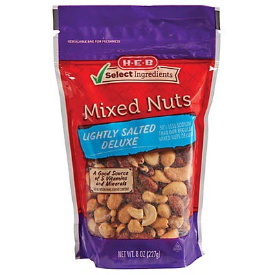 slide 1 of 1, H-E-B Select Ingredients Lightly Salted Deluxe Mixed Nuts, 8 oz
