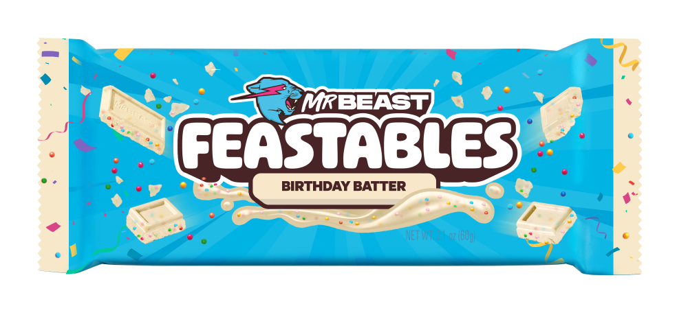 slide 1 of 1, MrBeast Feastables Birthday Batter Bar, 2.1 oz