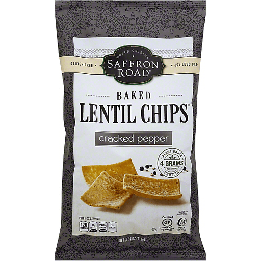 slide 2 of 3, Saffron Road Cracked Red Pepper Baked Lentil Chips, 4 oz