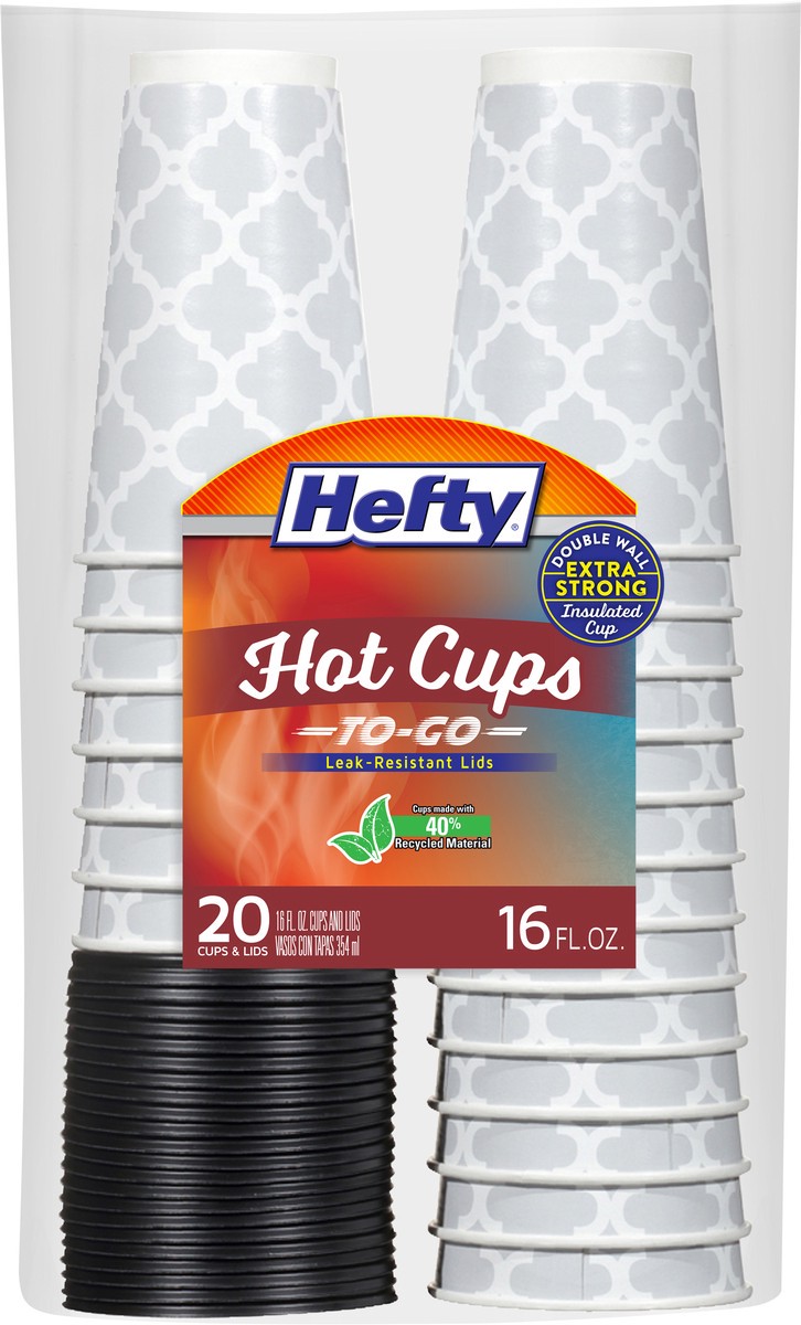 slide 2 of 3, Hefty 16 Fluid Ounce Extra Strong Hot Cups and Lids 20 ea, 20 ct