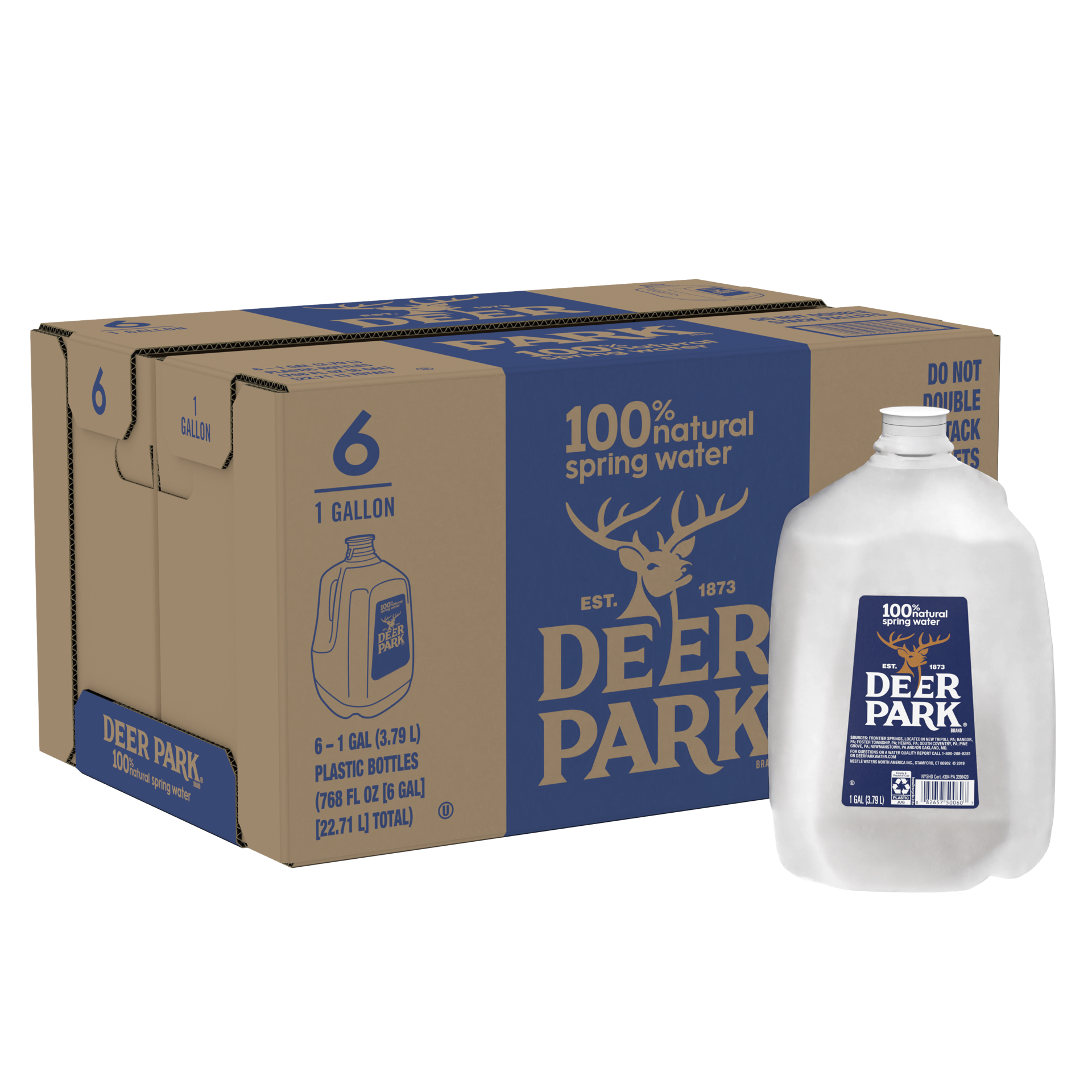 slide 5 of 5, DEER PARK Brand 100% Natural Spring Water, 1-gallon plastic jugs (Pack of 6), 1 g