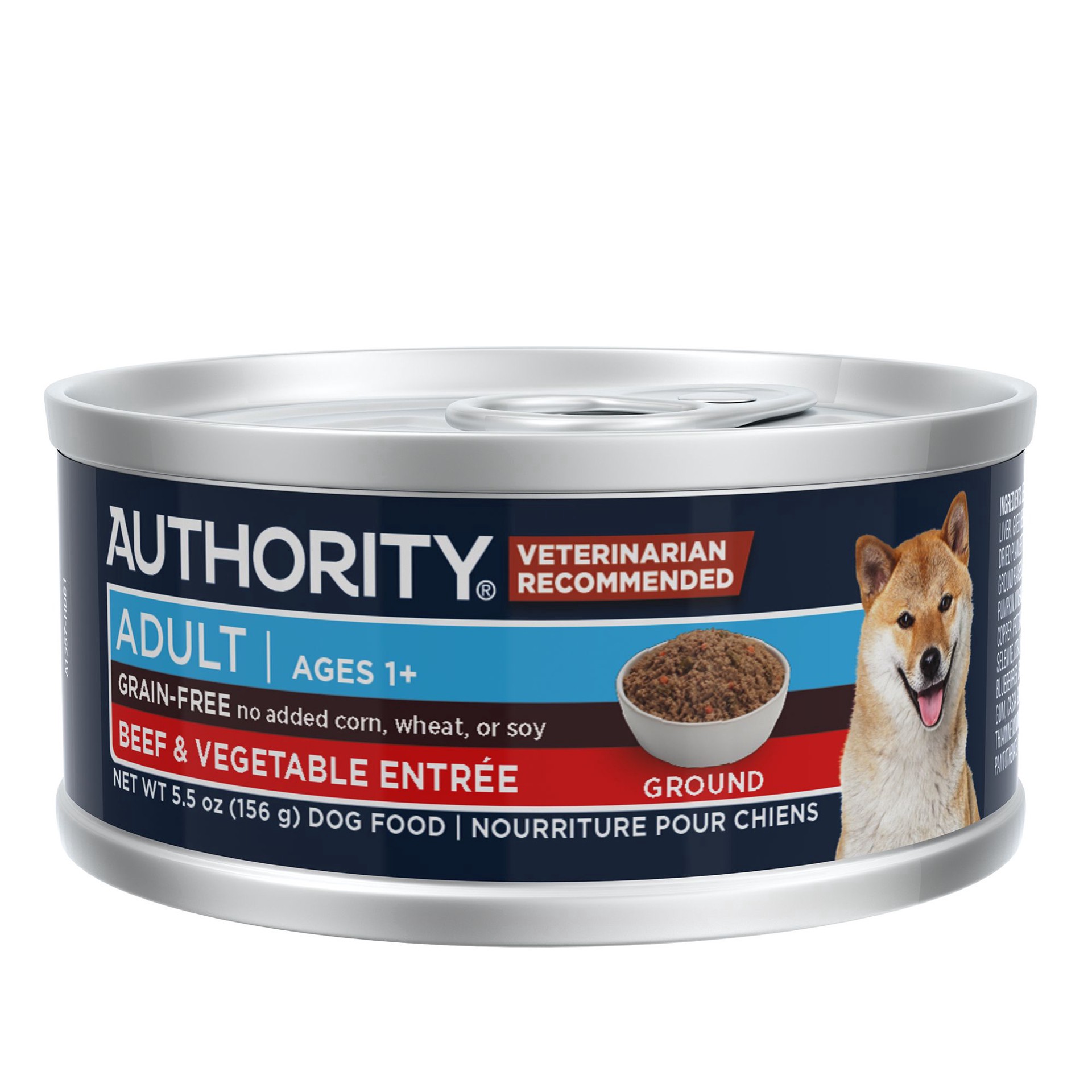 slide 1 of 1, Authority Beef & Vegetable Entree Adult Dog Wet Food - Grain Free, 5.5 Oz, 1 ct