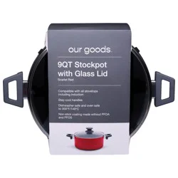 Our Goods Scarlet Red 9 Qt Stockpot with Glass Lid
