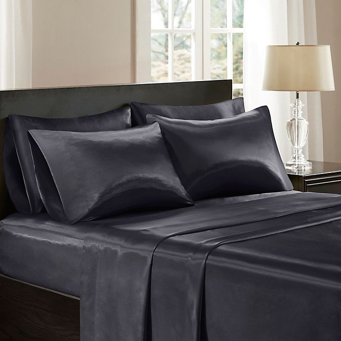 slide 1 of 1, Madison Park Essentials Wrinkle Free Satin King Pillowcases - Black, 2 ct