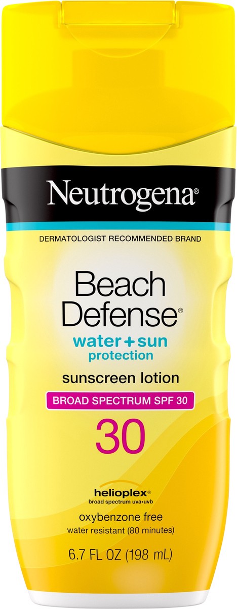 slide 6 of 8, Neutrogena Beach Defense Broad Spectrum Sunscreen Body Lotion SPF 30, 6.7 oz