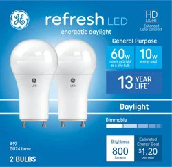 GE Refresh HD 60-Watt EQ A19 Daylight Dimmable LED General Purpose Light Bulb - 2 Pack