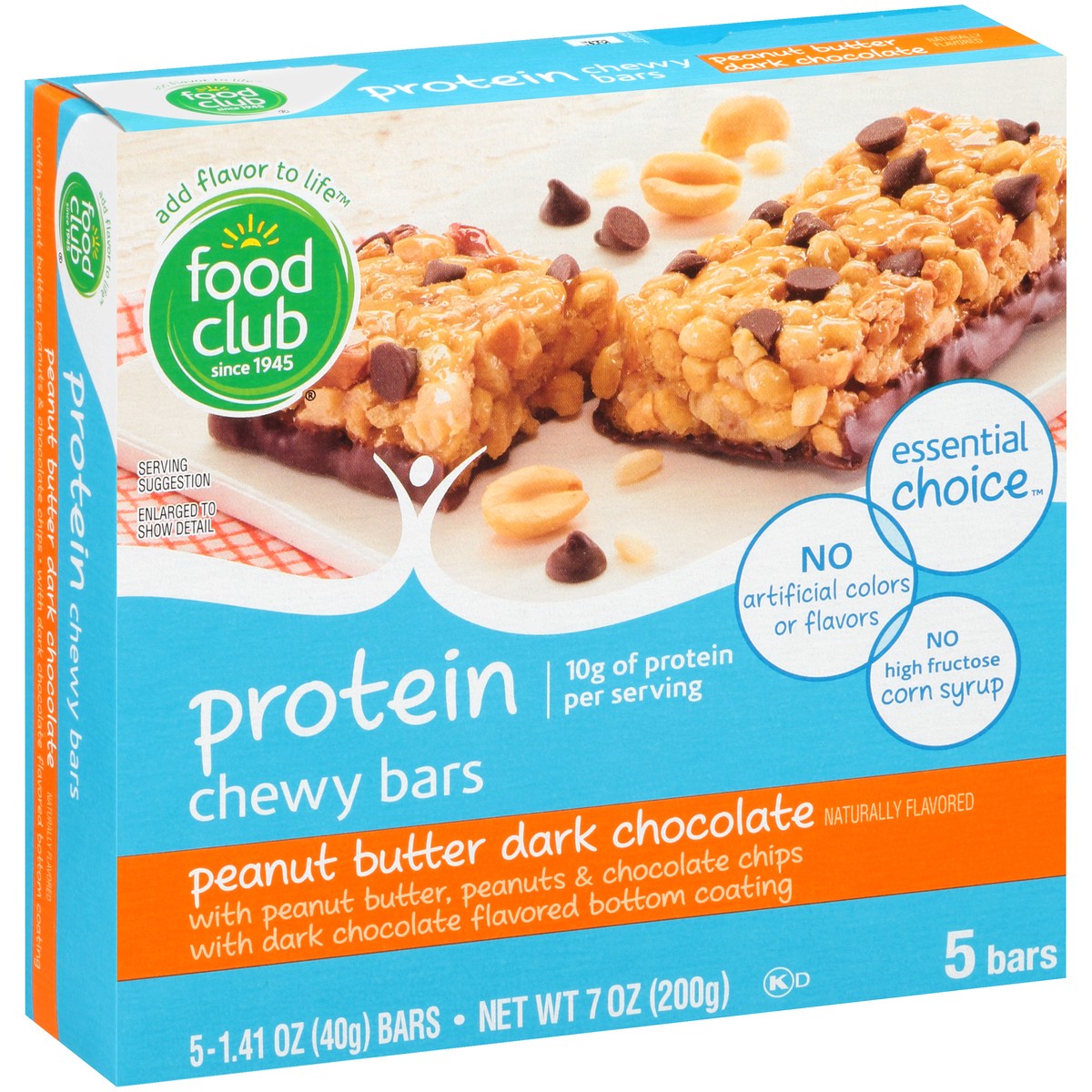 slide 2 of 10, Food Club Peanut Butter Dark Chocolate Protein Chewy Bars, 7 oz