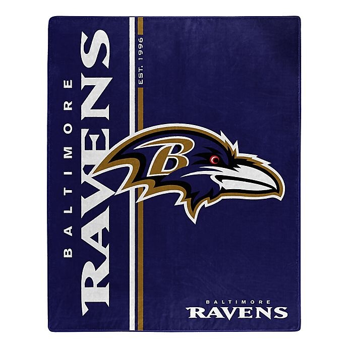 slide 1 of 2, NFL Baltimore Ravens Royal Plush Raschel Throw, 1 ct