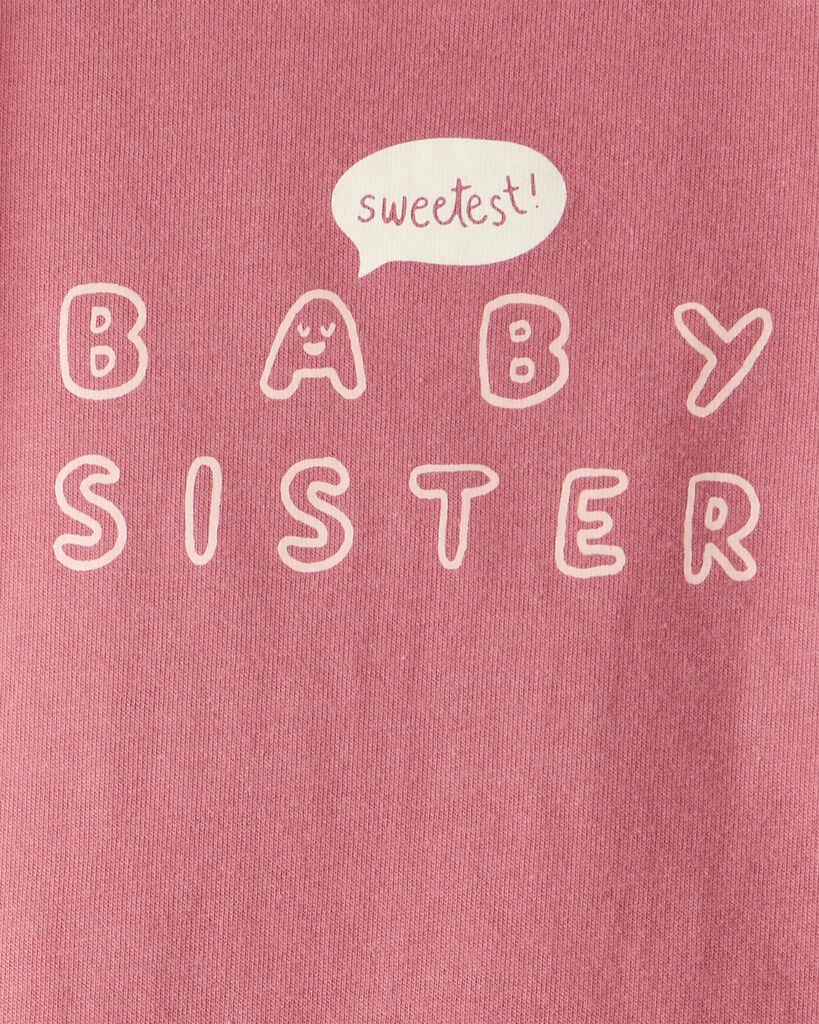 slide 2 of 2, Carter's Baby Girl Sweetest Baby Sister Cotton Long-Sleeve Graphic Bodysuit - Pink Pink NB, 1 ct