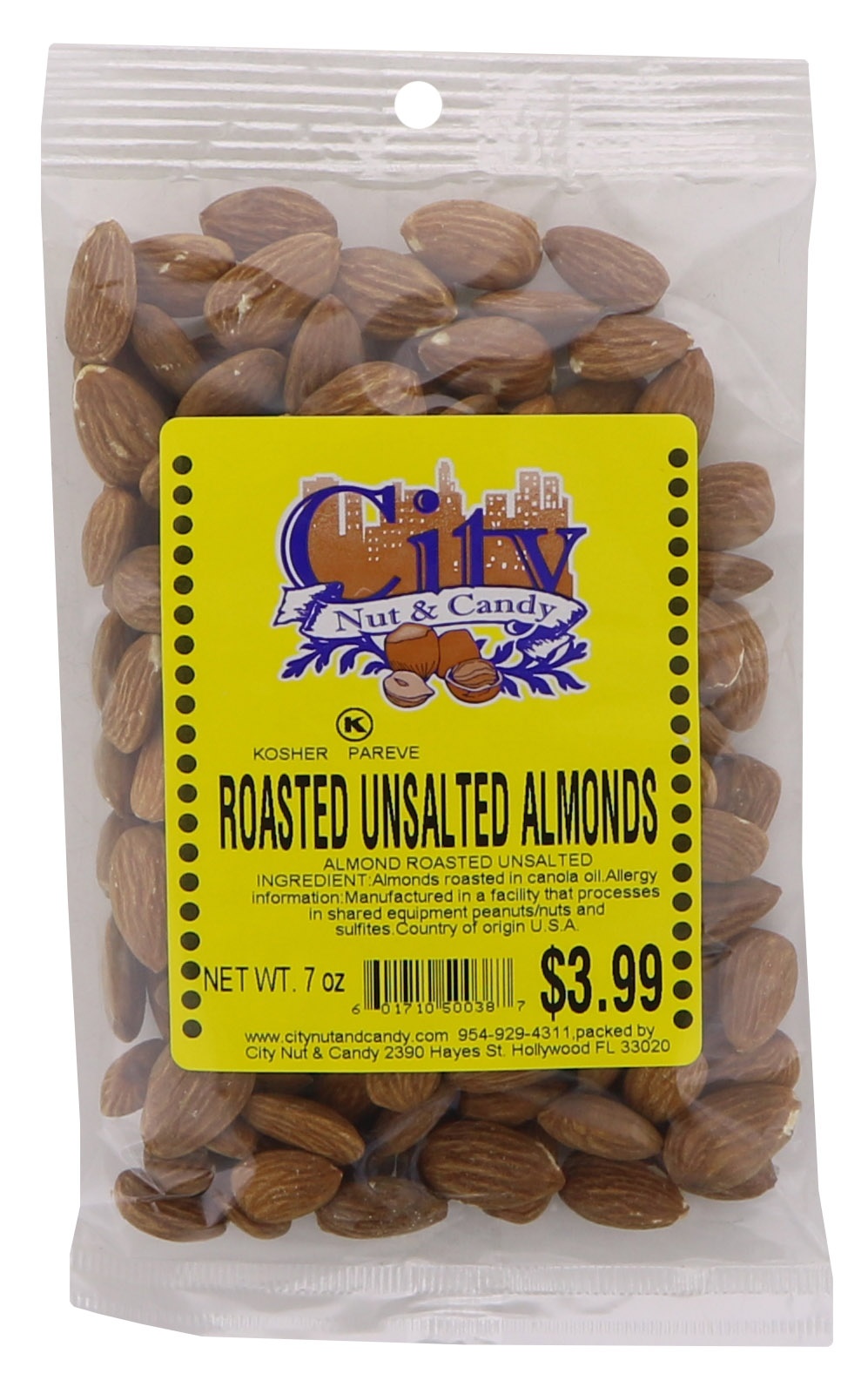 slide 1 of 1, City Nut & Candy Salted Roasted Almond, 7 oz