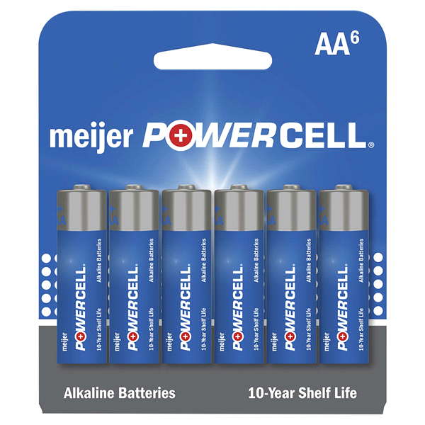 slide 1 of 1, Meijer Powercell Battery AA - 6 Pack, 6 ct