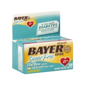 slide 1 of 1, Bayer Sugar Free Aspirin Low Dose 81 Mg Enteric Coated Tablets, 120 ct