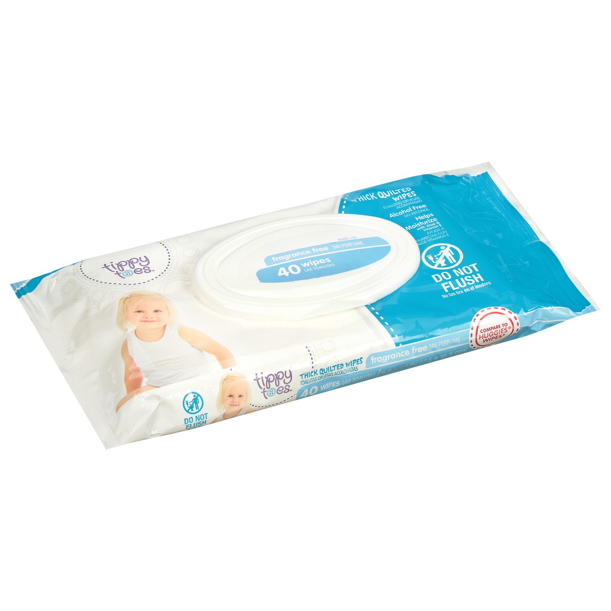 slide 9 of 10, Tippy Toes Fragrance Free Baby Wipes, 40 ct