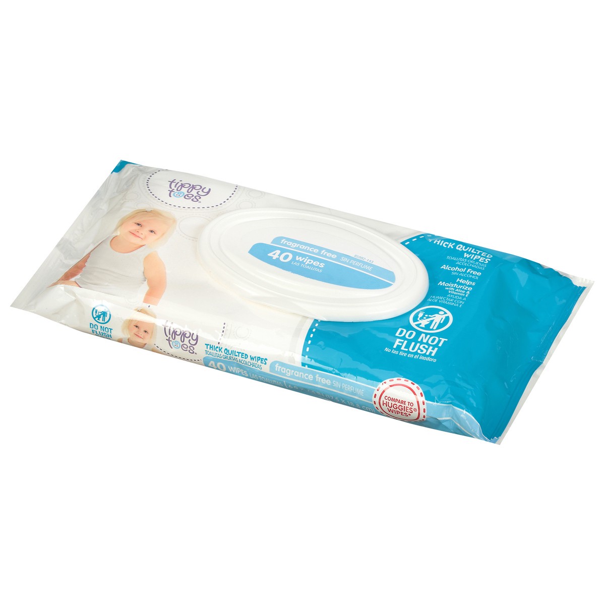 slide 10 of 10, Tippy Toes Fragrance Free Baby Wipes, 40 ct