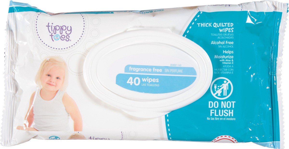 slide 3 of 10, Tippy Toes Fragrance Free Baby Wipes, 40 ct