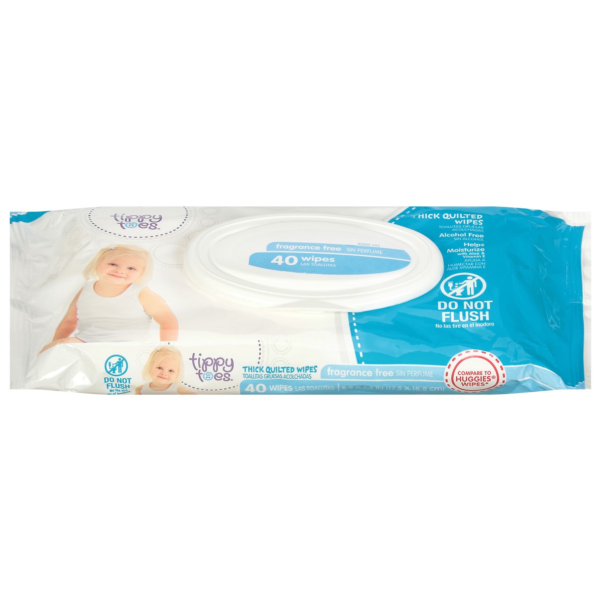 slide 8 of 10, Tippy Toes Fragrance Free Baby Wipes, 40 ct